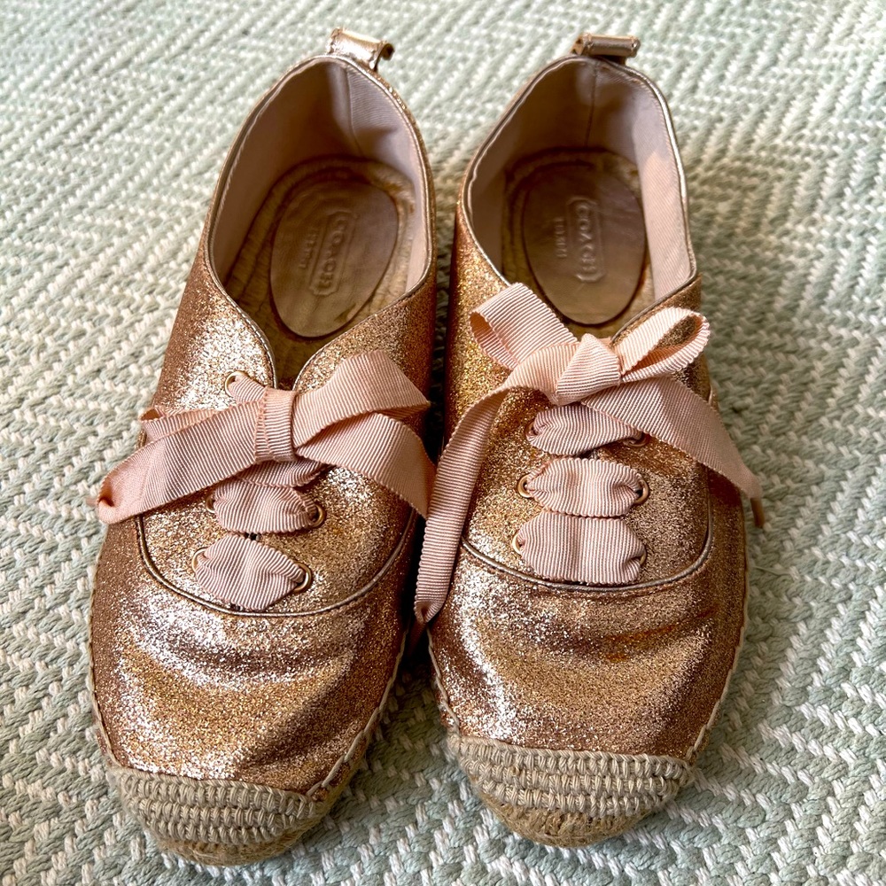 Coach rose gold espadrilles